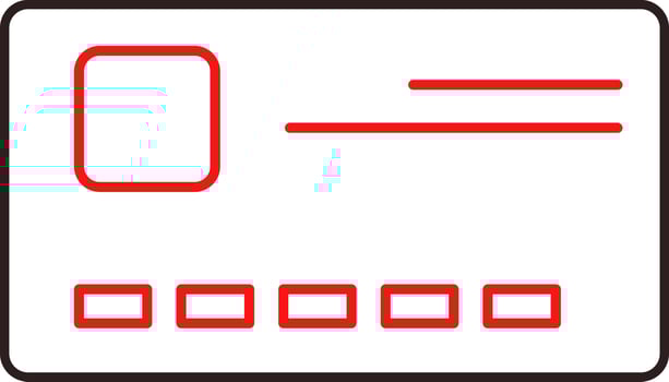 Isolated Payment Card Red And Black Stroke Icon. vector