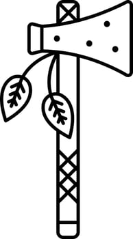 Isolated Vintage Tomahawk Icon In Black Outline. vector
