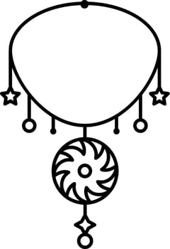 Saw Pendant Necklace Icon In Black Outline. vector