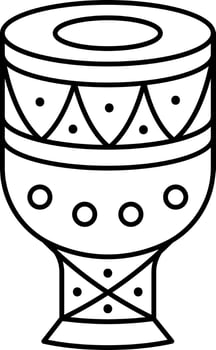 Djembe Drum Icon In Black Line Art. vector
