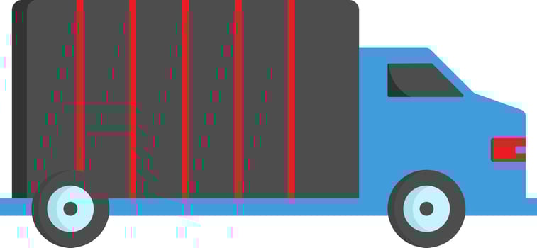 Tricolor Delivery Truck Flat Icon. vector