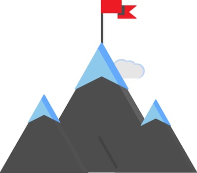 Vector Illustration Of Flag In Hill.