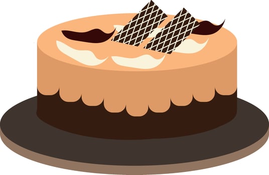 Dessert Cake With Wafer Icon In Brown Color. vector