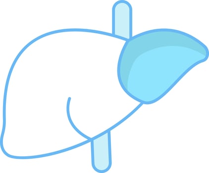 Blue And White Liver Icon In Flat Style. vector