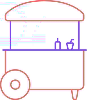 Red And Purple Drink Stall Thin Line Art Icon. vector