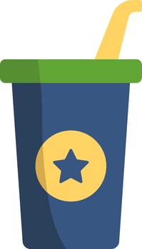Isolated Disposable Cup With Straw Icon In Flat Style. vector