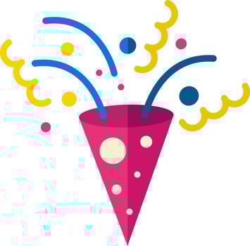 Bursting Party Popper Colorful Icon In Flat Style. vector