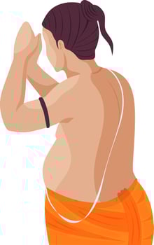 Side View Cartoon Character Of Brahmin Doing Namaskar On White Background. vector