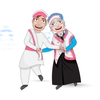 Himachal Pradesh Young Couple Performing Nati Dance In Traditional Dress. vector