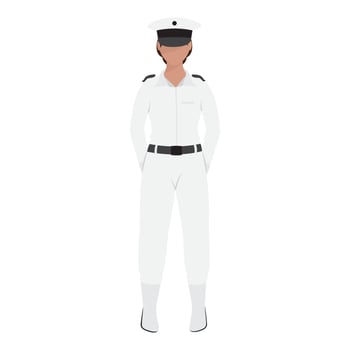 Faceless Navy Female Officer Standing On White Background. vector
