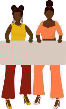 Faceless African Young Women Holding Empty Board On White Background For Black Lives Matter. vector