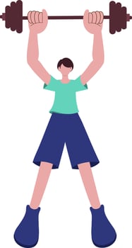 Faceless Young Woman Lifting Barbell In Standing Pose. vector