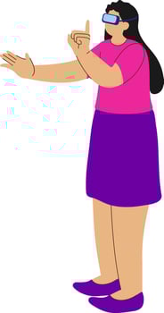 Character Of Young Woman Wearing VR Glasses In Standing Pose. vector