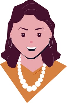 Cheerful Young Woman Illustration In Doodle Style. vector