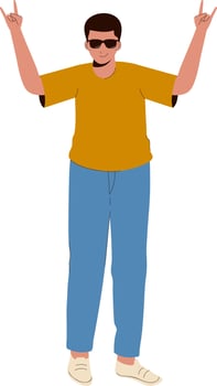 Cheerful Young Man Character In Standing Pose. vector