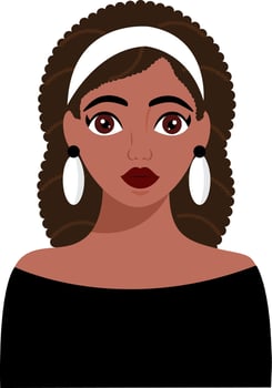 Doodle Illustration Of Modern Young Girl Character On White Background. vector