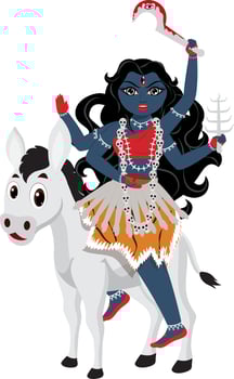 Indian Goddess Kalaratri Sculpture On White Background. vector