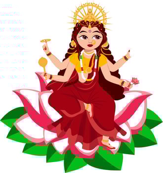 Indian Goddess Siddhidatri Sculpture On White Background. vector