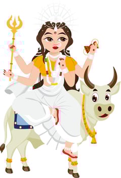 Statue Of Indian Goddess Mahagauri On White Background. vector