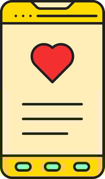 Colorful Love Symbol In Smartphone Icon. vector