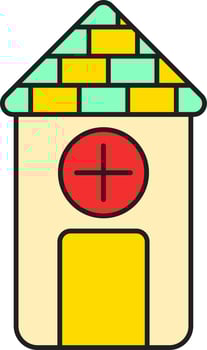 Tricolor Clinic Or Hospital Icon In Flat Style. vector