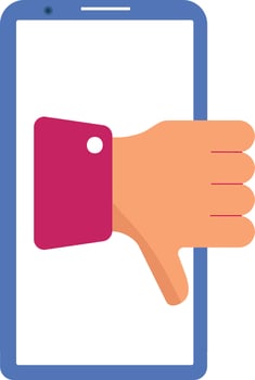 Colorful Dislike Hand Symbol In Smartphone Screen Icon. vector