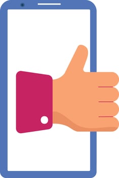 Like Hand Symbol In Smartphone Screen Colorful Icon. vector