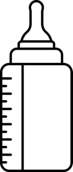 Milk Feeding Bottle Icon In Black Outline. vector