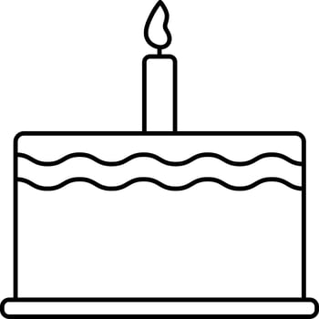 Isolated Burning Candle Cake Stroke Icon. vector