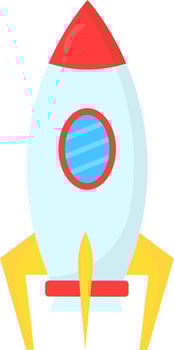 Flat Rocket Icon In Red And Yellow Color. vector