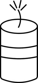 Black Line Art Illustration Of Spark Firecracker Bomb Icon. vector