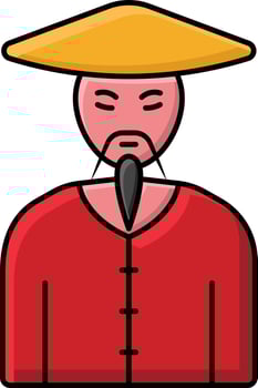 Isolated Chinese Boy Wearing Traditional Costume Red Icon. vector