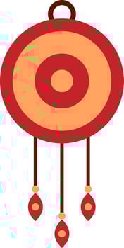 Circular Lucky Wind Chimes Icon In Orange And Red Coor. vector