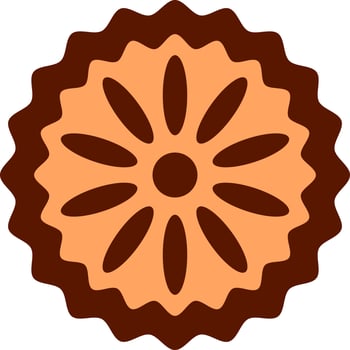 Isolated Floral Pie Icon In Brown Color. vector