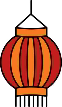 Chinese Lantern Icon In Orange And Red Color. vector