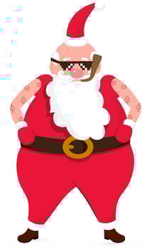 Cool Santa Clause wearing Black Goggles, Smoking Cigar and Have Tattoos on the Arms. vector
