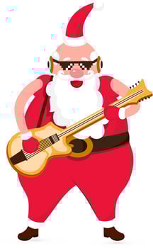 Cool Santa Clause wearing Black Goggles Playing Guitar. vector