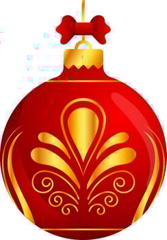 Golden And Red Floral Pendant Bauble Icon In 3D Render Style. vector