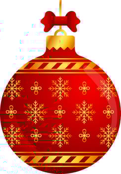 Red And Golden Snowflake Bauble Icon In 3D Render Style. vector