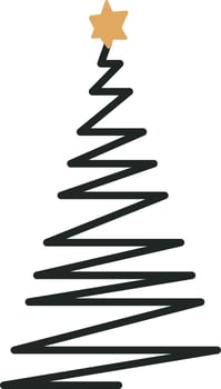Zig Zag Christmas Tree Element In Black And Yellow Color. vector