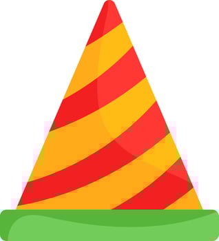 Isolated Yellow And Red Colour Party Hat Icon In Flat Style. vector