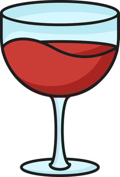 Vector Illustration Of Wine Glass Icon In Flat Style.