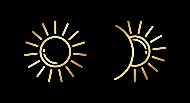 Golden Sun Icon Vector Illustration
