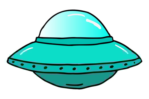 Green Cartoon UFO alien plane. ufo, alien, illustration, vector. vector