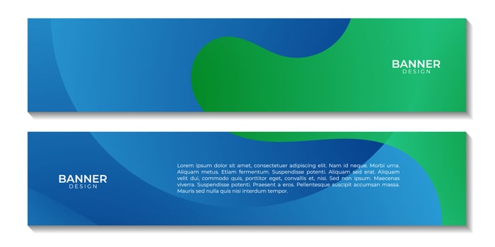 set of banners abstract green and blue background with waves vector