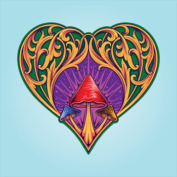 Royal engraving heart shape ornament with magic illustrations for your work logo, merchandise t-shirt, stickers vector