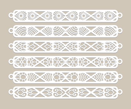 et of Laser Cut Leather Bracelet design, tattoo style of the 90s black and white tattoos Bracelet design vector