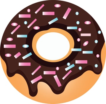 Chocolate Doughnut in Semi-Flat Color Vector