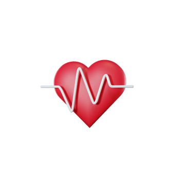 3d icon render heart with pulse line beat png