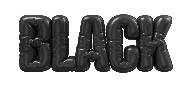 black text 3d render png